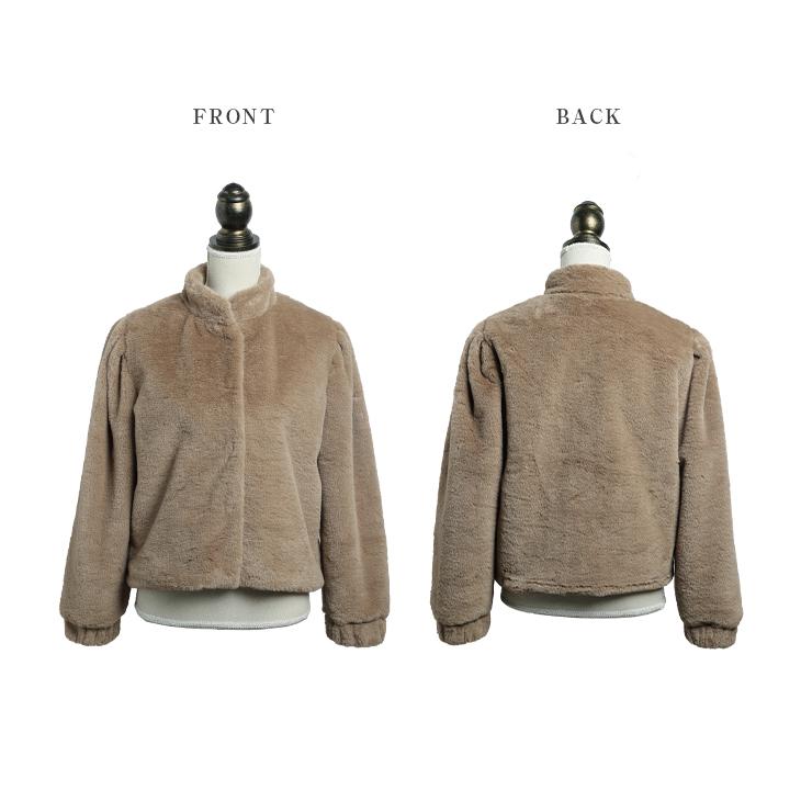 き：エコファーブルゾン ふわふわ ショート丈 アウター レディース