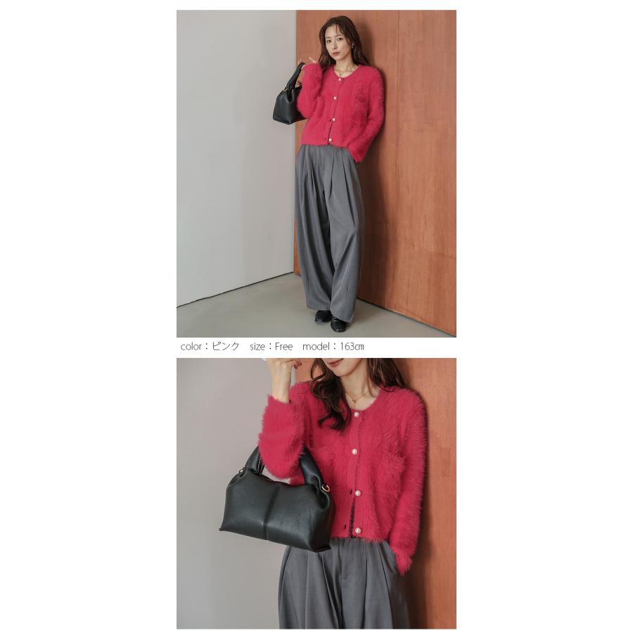 ニットカーディガン ショート丈 パール調 レディース【lsot304-444】【即納：1-5営業日】【送料無料】宅込 |  | 04