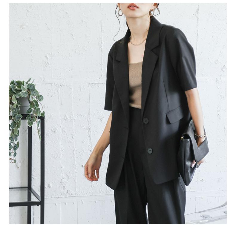 CO's コズ リネン100% 日本製　羽織り　ブラウス　コート　ジャケット麻 半袖 ジャケット テーラードカラー モード 羽織り レイヤード