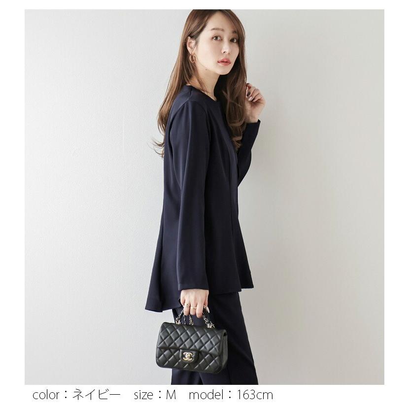 セットアップ ペプラム テーパードパンツ 2点 パール 2025春夏新作
