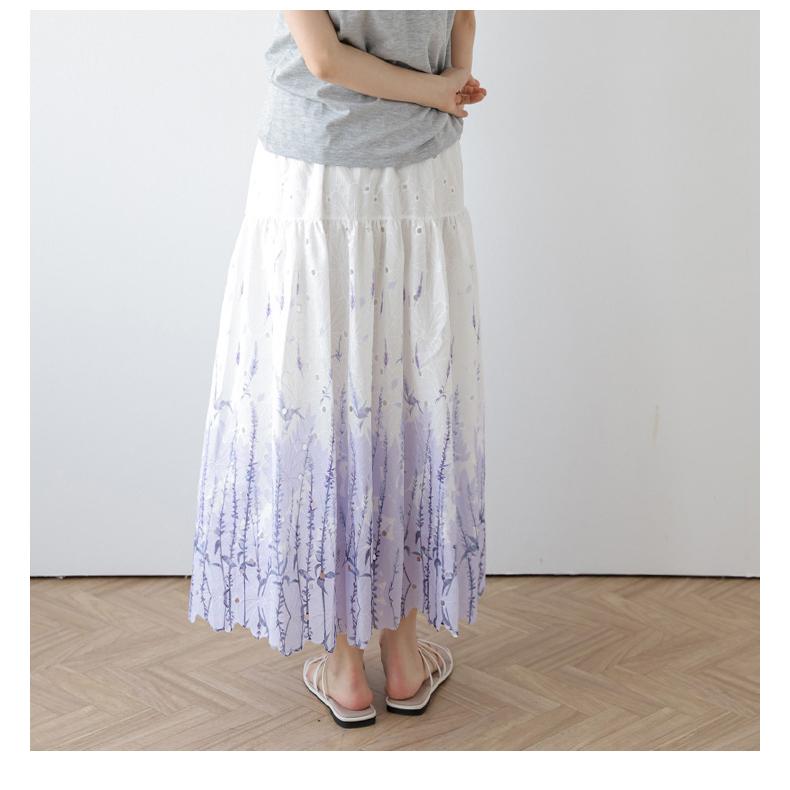 フラワー刺繍 花柄 フローラル ティアード フレアスカート ボタニカル