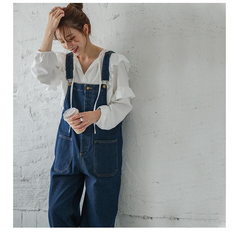 オーバーオール デニム サロペット レディース ポケット【lssr203-331