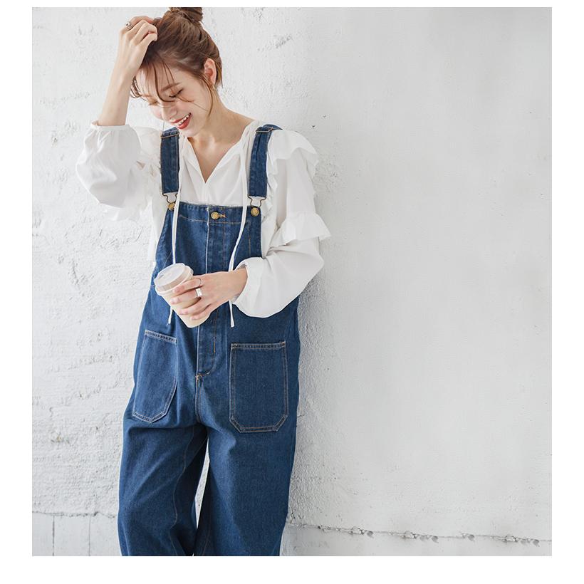 オーバーオール デニム サロペット レディース ポケット【lssr203-331