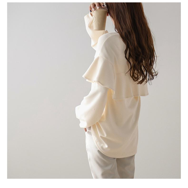 ダンボールニット　フリルスリープジップ付き長袖プルオーバー imgrc0158522729.jpg