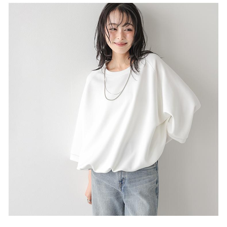1097⭐︎裾バルーンカットソー 裾ドロスト バルーンシルエット 七分袖 プルオーバー ラウンドネック