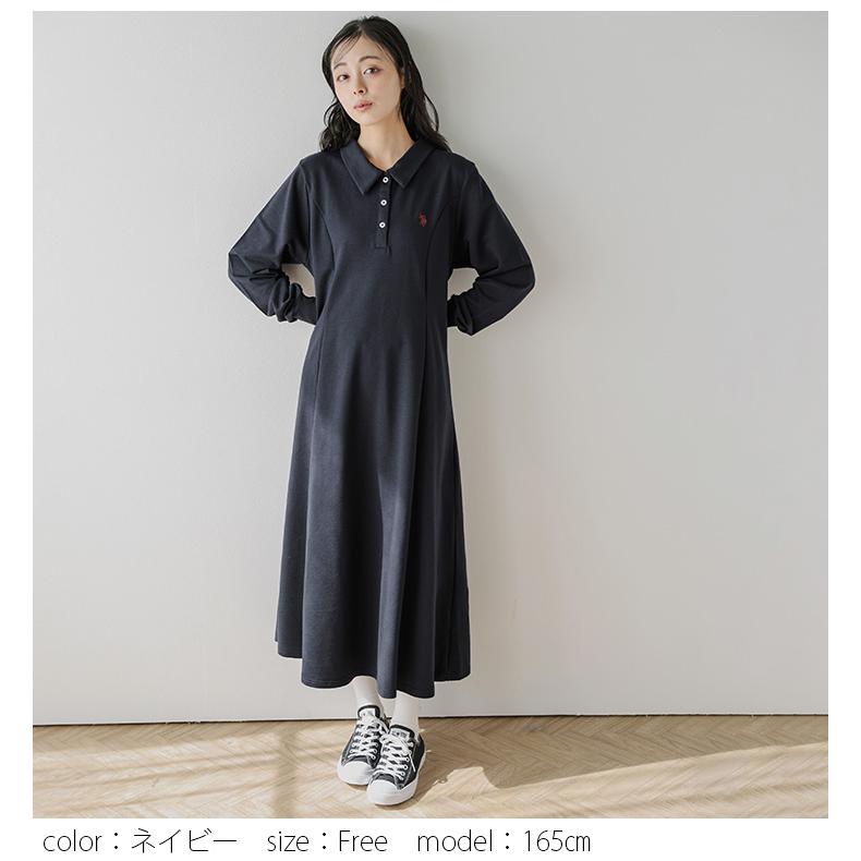 U.S. POLO ASSN. 別注 ロングワンピース ロゴ刺繍 ワンポイント刺