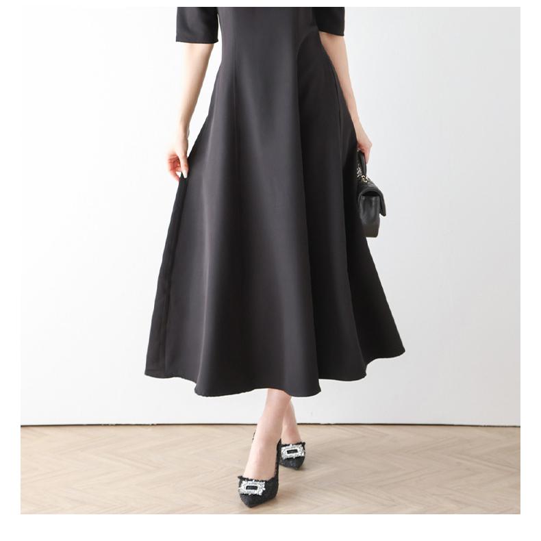 フレアシルエット ワンピース 切り替え ミモレ丈 キレイめ【lwpss24-219】【即納：1-5営業日】【送料無料】メ込2 |  | 12