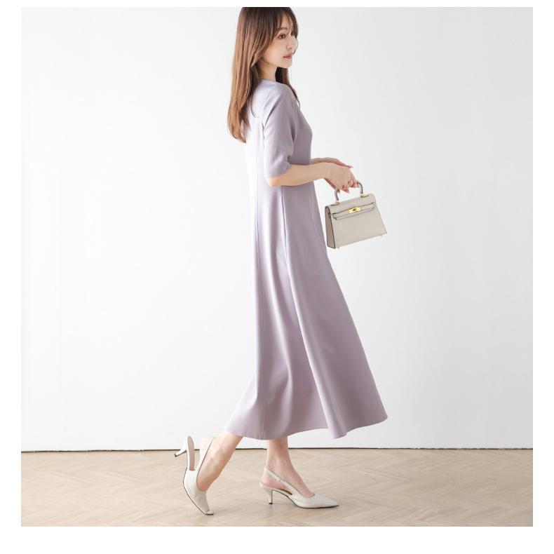 フレアシルエット ワンピース 切り替え ミモレ丈 キレイめ【lwpss24-219】【即納：1-5営業日】【送料無料】メ込2 |  | 05