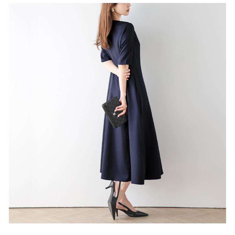 フレアシルエット ワンピース 切り替え ミモレ丈 キレイめ【lwpss24-219】【即納：1-5営業日】【送料無料】メ込2 |  | 08