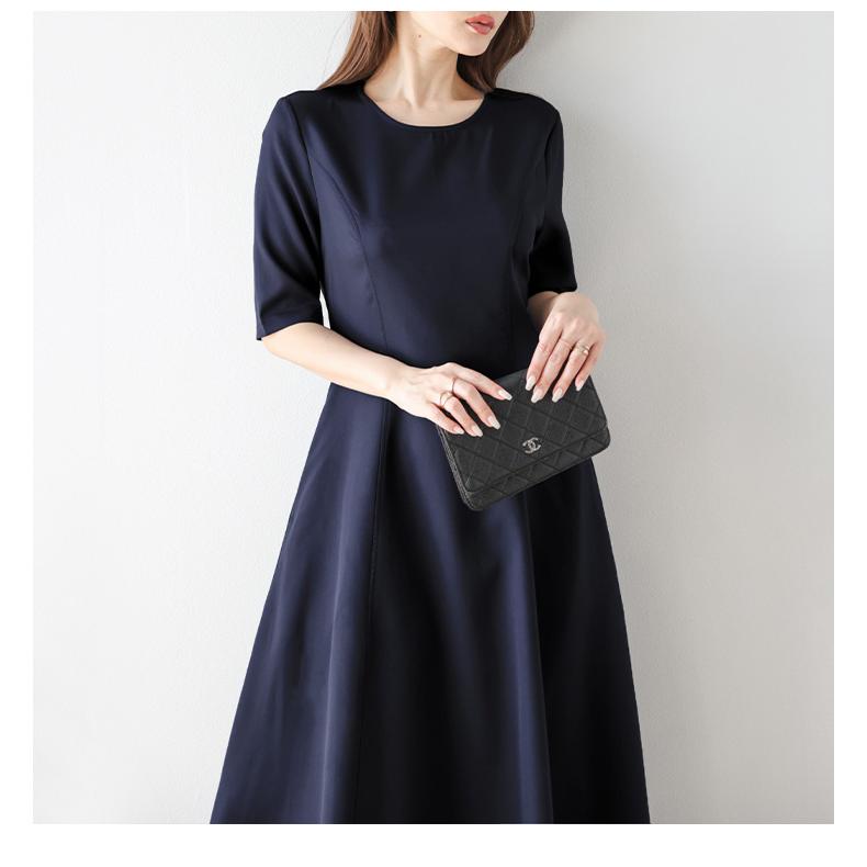 フレアシルエット ワンピース 切り替え ミモレ丈 キレイめ【lwpss24-219】【即納：1-5営業日】【送料無料】メ込2 |  | 09