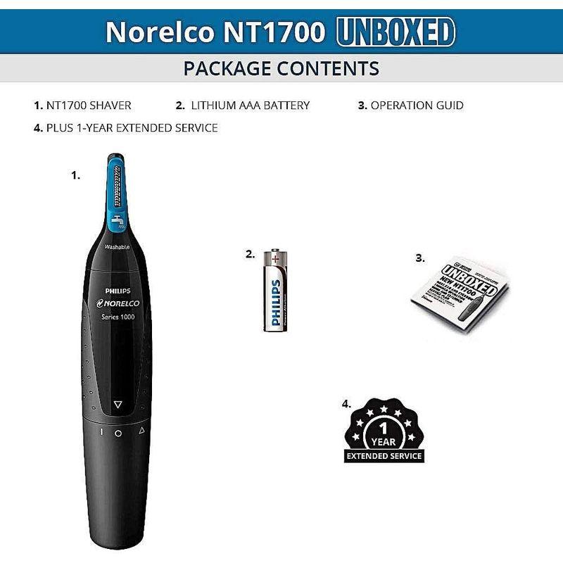 Philips Norelcoシリーズ 1000 ノーズトリマー NT1700 鼻、耳、眉毛用ヘアトリミング ProtecTubeテクノロジ Norelcoシリーズ ノーズトリマー NT1700 鼻 耳 眉毛用ヘアトリミング ProtecTubeテクノロジ 1/8インチ