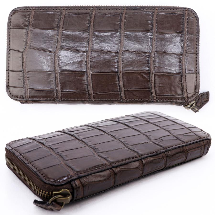 クアトロガッティ 財布 クロコダイル ラウンドジップ 長財布 QUATTRO GATTI 8101 BROWN（ブラウン）　 返品交換不可の画像
