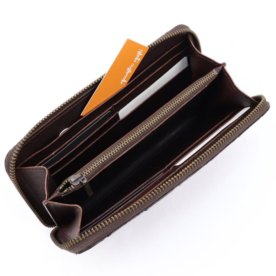 クアトロガッティ 財布 クロコダイル ラウンドジップ 長財布 QUATTRO GATTI 8101 BROWN（ブラウン）　 返品交換不可の画像