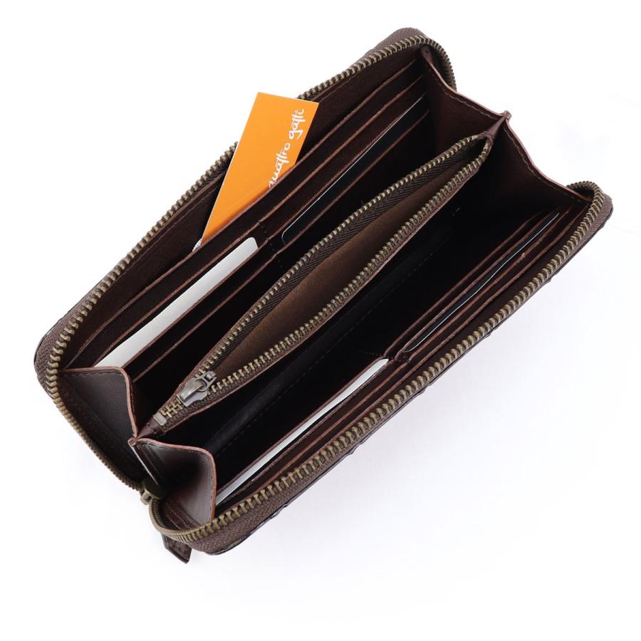 クアトロガッティ 財布 クロコダイル ラウンドジップ 長財布 QUATTRO GATTI 8101 BROWN（ブラウン）　 返品交換不可の画像