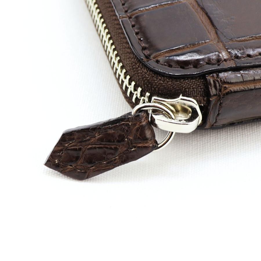 クアトロガッティ 財布 クロコダイル シルバーラウンドジップ 長財布 QUATTRO GATTI 8101 BROWN（ブラウン）　 返品交換不可の画像