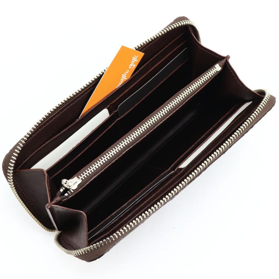 クアトロガッティ 財布 クロコダイル シルバーラウンドジップ 長財布 QUATTRO GATTI 8101 BROWN（ブラウン）　 返品交換不可の画像