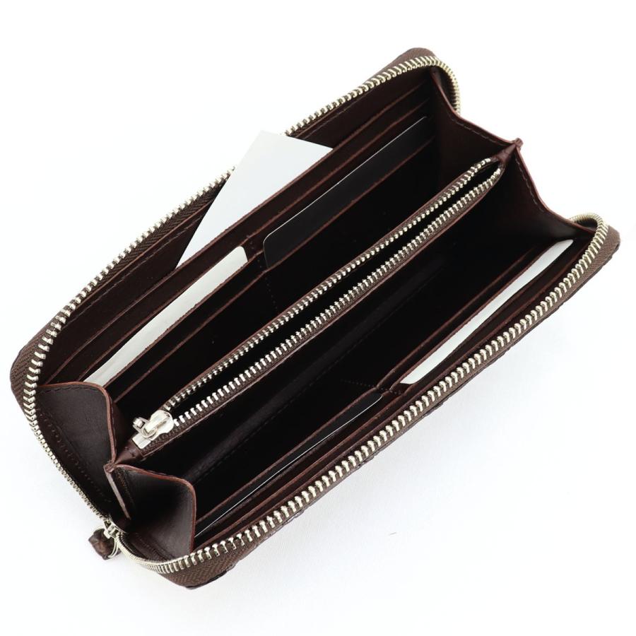 クアトロガッティ 財布 クロコダイル シルバーラウンドジップ 長財布 QUATTRO GATTI 8101 BROWN（ブラウン）　 返品交換不可の画像