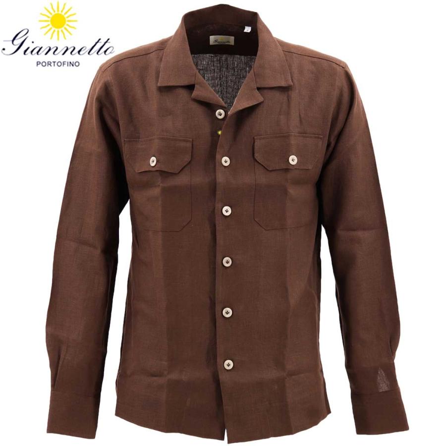 ジャンネット Giannetto メンズ リネン オープンカラー 開襟シャツ Wash Con 0103 845cara2p 005 ブラウン ラグラグマーケット 通販 Yahoo ショッピング