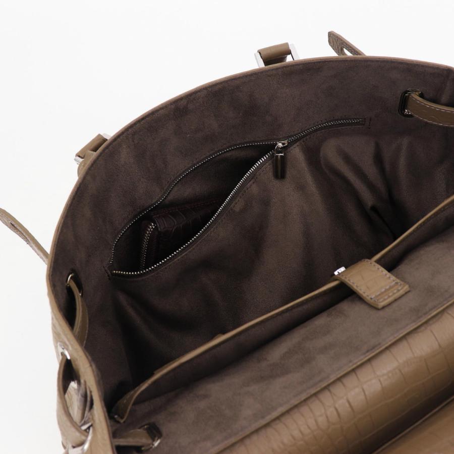 ペッレモルビダ ボストンバッグ 限定クロコ型押し エンボスレザー 被せ付 ボストンバッグ Mサイズ PELLE MORBIDA MB026PO PMO TAUPE（トープ)の画像