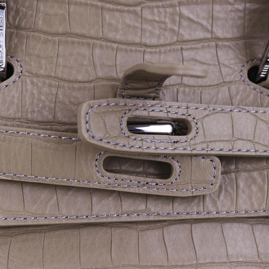 ペッレモルビダ ボストンバッグ 限定クロコ型押し エンボスレザー 被せ付 ボストンバッグ Mサイズ PELLE MORBIDA MB026PO PMO TAUPE（トープ)の画像
