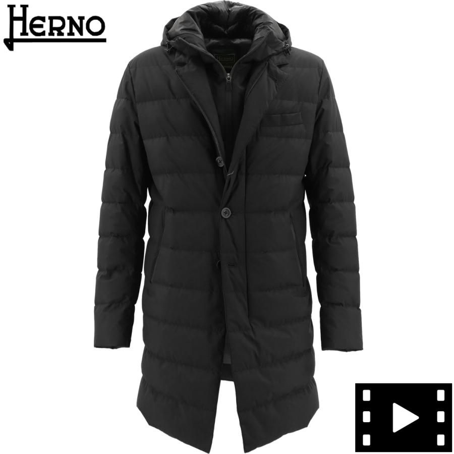 日本正規品 21 22年秋冬新作 Herno 9300 ブラック H D Her Pi141ul Laminar Goretex Herno シングルチェスターダウンコート ゴアテックス フーデッド 撥水 ラミナー メンズ ダウン ヘルノ 即日発送 国内正規品 ヘルノ コート アウター