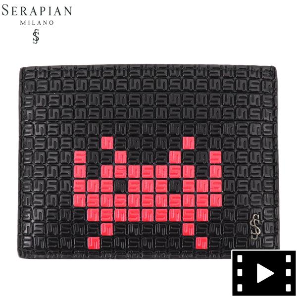SERAPIAN セラピアン 国内正規品 即日発送セラピアン カードケース スペースインベーダー 限定コラボレーションモデル PVC型押し SERAPIAN Stepan STPM624111 SRP （ブラック×レッド）