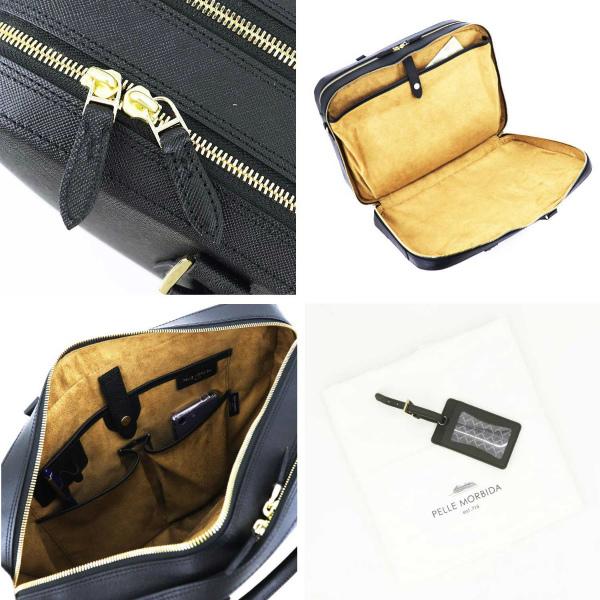 ペッレモルビダ ブリーフケース CAPITANO キャピターノ 型押しレザー 2WAY 2ルーム ブリーフバッグ PELLE MORBIDA PMO-CA014A PMO（ブラック×ゴールド）の画像