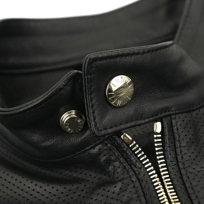 エンメティ ライダース メンズ ラムスキン ナッパシルク パンチング シングルライダース トラフォラータ EMMETI JURI GOLD TRAFORATA EMT NappaSilk（ブラック）の画像