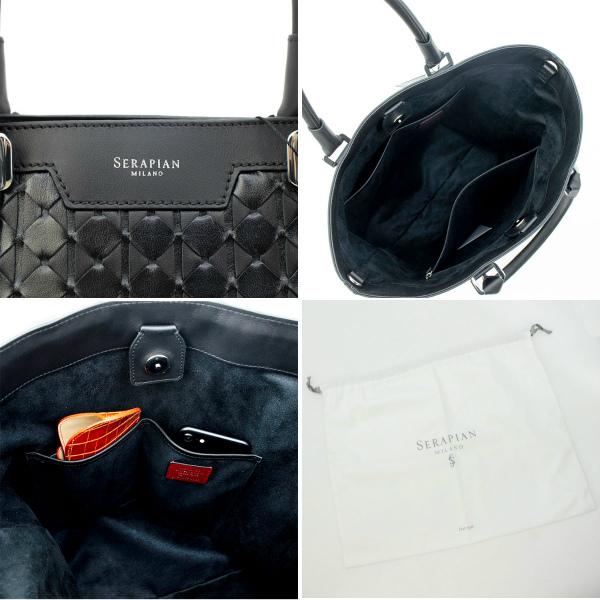セラピアン トートバッグ カーフレザー 2WAYトートバッグ SERAPIAN Mosaico VERTICAL TOTE MOSA7109-M33 SRP 007 Chiaroscuro 返品交換不可の画像