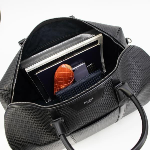 セラピアン ボストンバッグ PVC型押し 2WAY ショルダーバッグ SERAPIAN Stepan HOLDALL SMALL SRP STS280650E CG2 BLACK/BLACK ECLIPSE 返品交換不可の画像