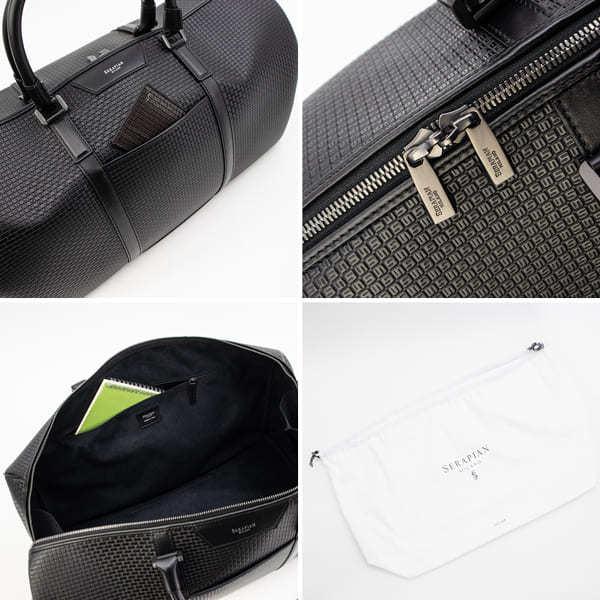 セラピアン ボストンバッグ PVC型押し 2WAY ショルダーバッグ SERAPIAN Stepan HOLDALL SMALL SRP STS280650E CG2 BLACK/BLACK ECLIPSE 返品交換不可の画像