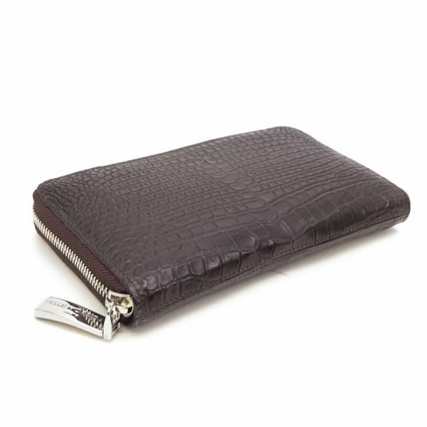 ペッレモルビダ 財布 クロコダイル ラウンドジップ 長財布 PELLE MORBIDA PMO-CRS010 PMO NICOTINEの画像