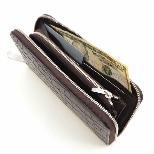 ペッレモルビダ 財布 クロコダイル ラウンドジップ 長財布 PELLE MORBIDA PMO-CRS010 PMO NICOTINEの画像