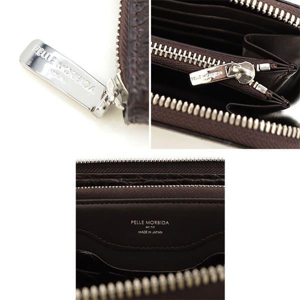 ペッレモルビダ 財布 クロコダイル ラウンドジップ 長財布 PELLE MORBIDA PMO-CRS010 PMO NICOTINEの画像