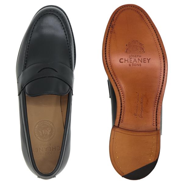 ジョセフ チーニー レザーシューズ メンズ カーフレザー コインローファー ハドソン JOSEPH CHEANEY HUDSON JCN 100160 BLACK CALF 返品交換不可の画像