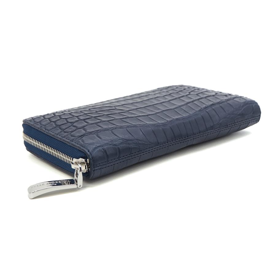ペッレモルビダ 財布 クロコダイル ラウンドジップ 長財布 PELLE MORBIDA PMO-CRS010A PMO BLUEの画像