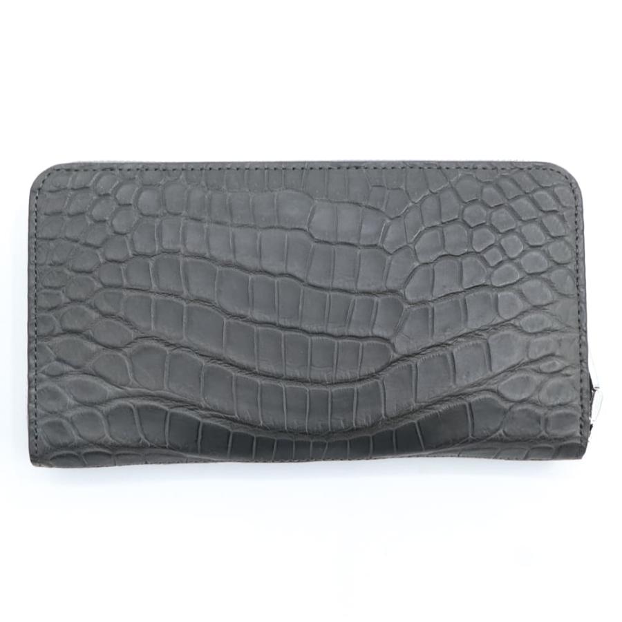 ペッレモルビダ 財布 クロコダイル ラウンドジップ 長財布 PELLE MORBIDA PMO-CRS010A PMO CHACOAL GRAYの画像