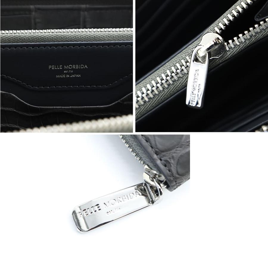 ペッレモルビダ 財布 クロコダイル ラウンドジップ 長財布 PELLE MORBIDA PMO-CRS010A PMO CHACOAL GRAYの画像