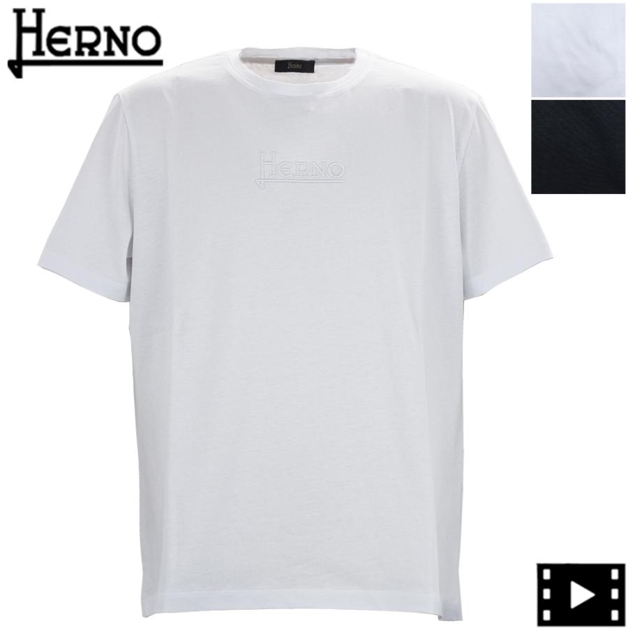 HERNO（ヘルノ） Tシャツ メンズ コットン 刺繍ロゴ クルーネックT 
