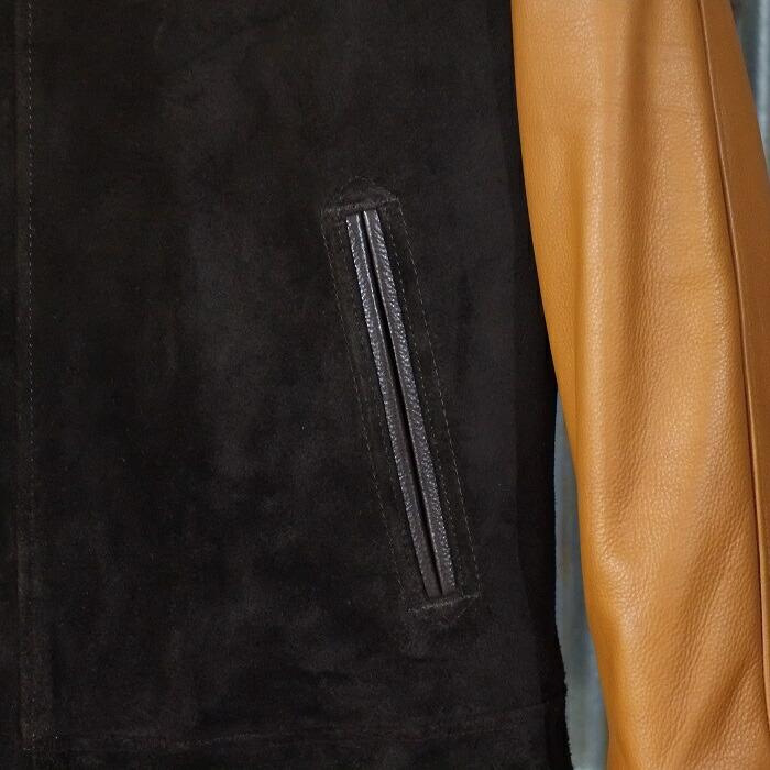 Y'2 LEATHER ワイツーレザー【TB-136】【STEER SUEDE×STEER OIL RIB JKT】ステアスエードｘステアオイル リブジャケット 牛革 日本製の画像