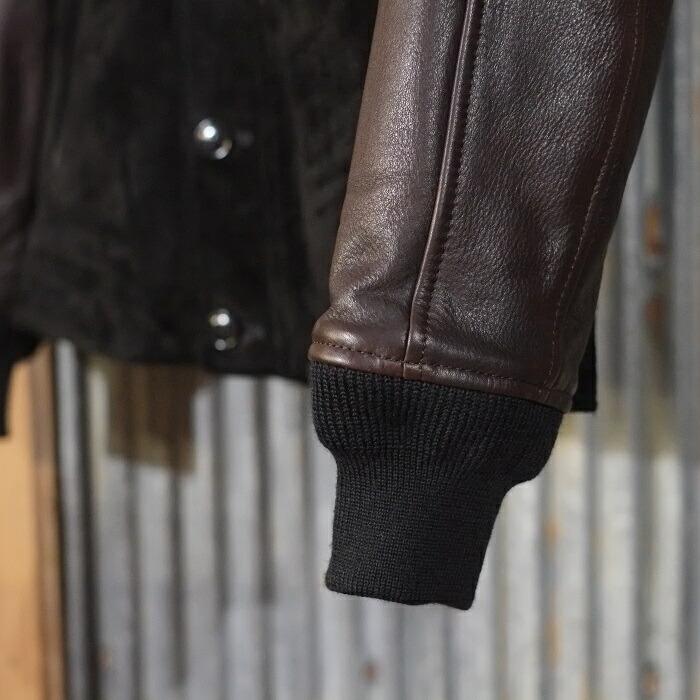Y'2 LEATHER ワイツーレザー【TB-136】【STEER SUEDE×STEER OIL RIB JKT】ステアスエードｘステアオイル リブジャケット 牛革 日本製の画像