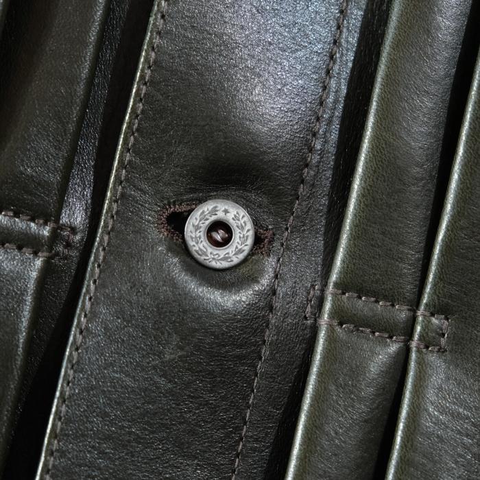 Y'2 LEATHER ワイツーレザー【EB-140】【ECO HORSE 1st Type Gジャン】≪エコホース OLIVE≫≪裏地 COTTON LINEN≫ 日本製の画像