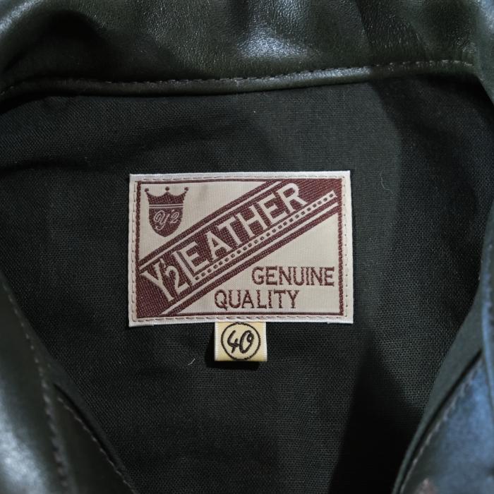 Y'2 LEATHER ワイツーレザー【EB-140】【ECO HORSE 1st Type Gジャン】≪エコホース OLIVE≫≪裏地 COTTON LINEN≫ 日本製の画像