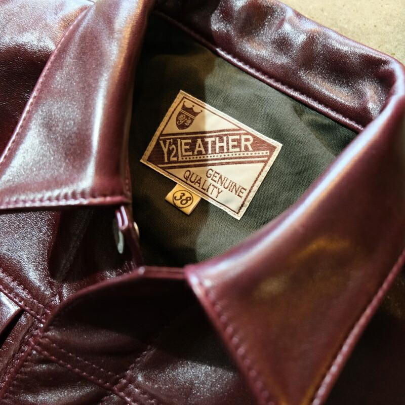 Y'2 LEATHER ワイツーレザー【LB-140】【ANILINE  HORSE 1st Type Gジャン】≪CHERRY≫ アニリンホース 馬革 レザージャケットの画像
