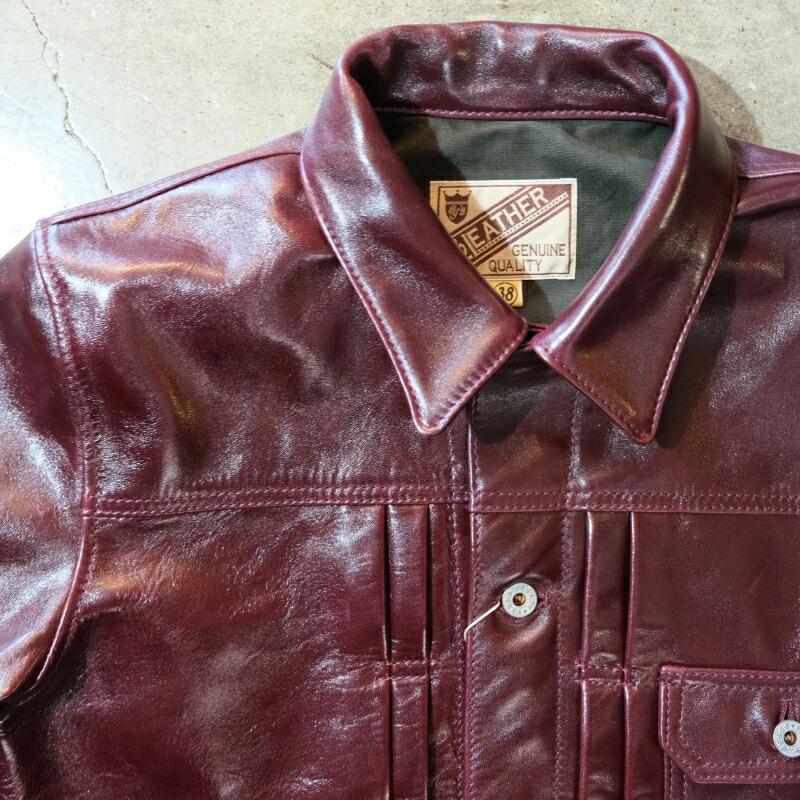Y'2 LEATHER ワイツーレザー【LB-140】【ANILINE  HORSE 1st Type Gジャン】≪CHERRY≫ アニリンホース 馬革 レザージャケットの画像