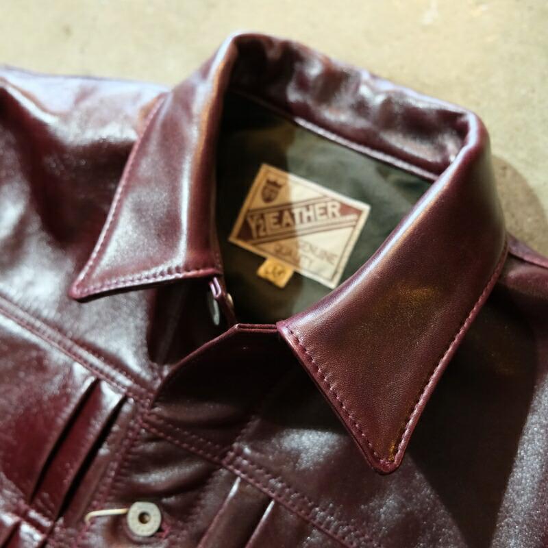Y'2 LEATHER ワイツーレザー【LB-140】【ANILINE  HORSE 1st Type Gジャン】≪CHERRY≫ アニリンホース 馬革 レザージャケットの画像