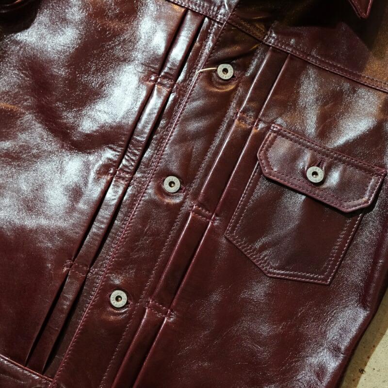 Y'2 LEATHER ワイツーレザー【LB-140】【ANILINE  HORSE 1st Type Gジャン】≪CHERRY≫ アニリンホース 馬革 レザージャケットの画像
