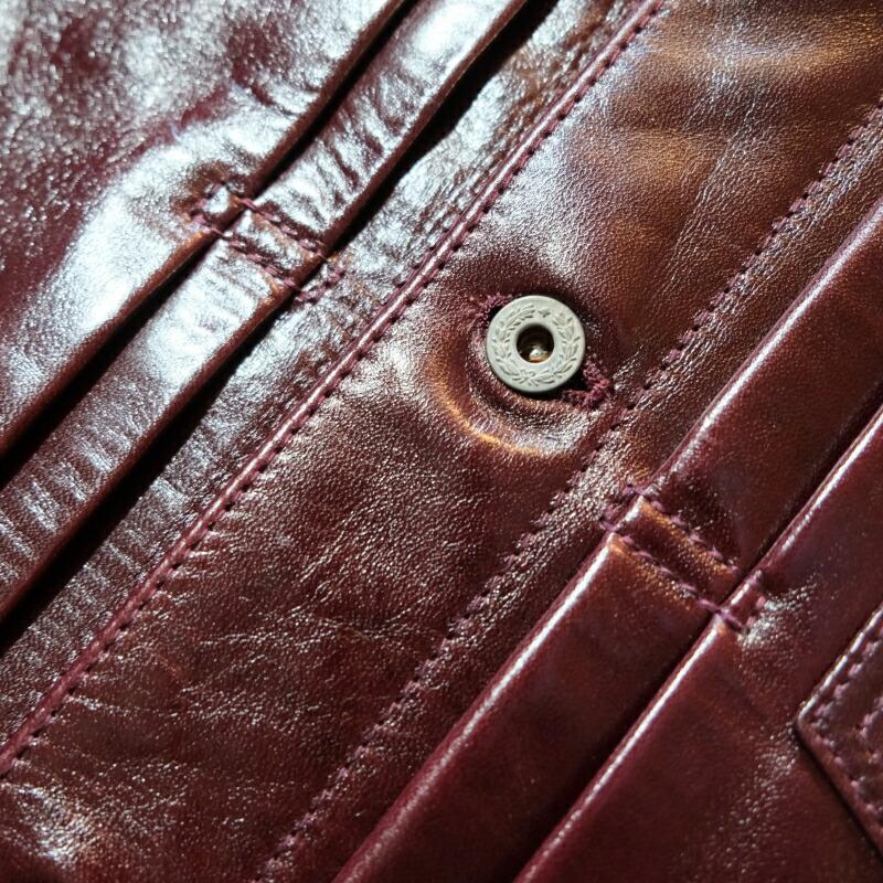 Y'2 LEATHER ワイツーレザー【LB-140】【ANILINE  HORSE 1st Type Gジャン】≪CHERRY≫ アニリンホース 馬革 レザージャケットの画像