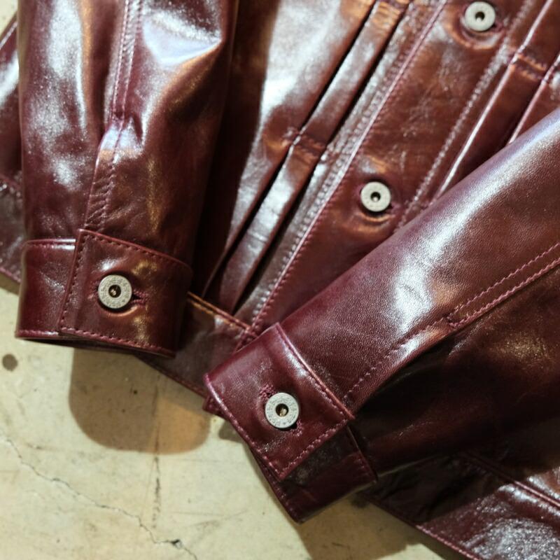 Y'2 LEATHER ワイツーレザー【LB-140】【ANILINE  HORSE 1st Type Gジャン】≪CHERRY≫ アニリンホース 馬革 レザージャケットの画像