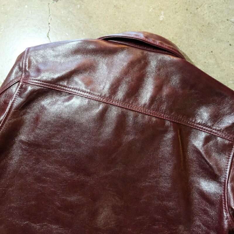 Y'2 LEATHER ワイツーレザー【LB-140】【ANILINE  HORSE 1st Type Gジャン】≪CHERRY≫ アニリンホース 馬革 レザージャケットの画像